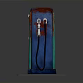 Rusted Vintage Gas Pump With Green Red Finish And Fuel Nozzle On Base