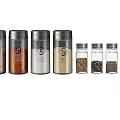 Assorted Modern Spice Bottles with Metal Lids and Transparent Bodies for Kitchen Seasoning