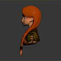 3D Cartoon Game And Movie Character With Long Red Hair And Green Orange Outfit