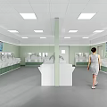 Modern Operating Room With Green Walls Surgical Table Surgical Lights Display Screen And Medical Equipment