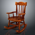 Traditional Style Wooden Rocking Chair With Carved Details Natural Wood Grain And Armrests