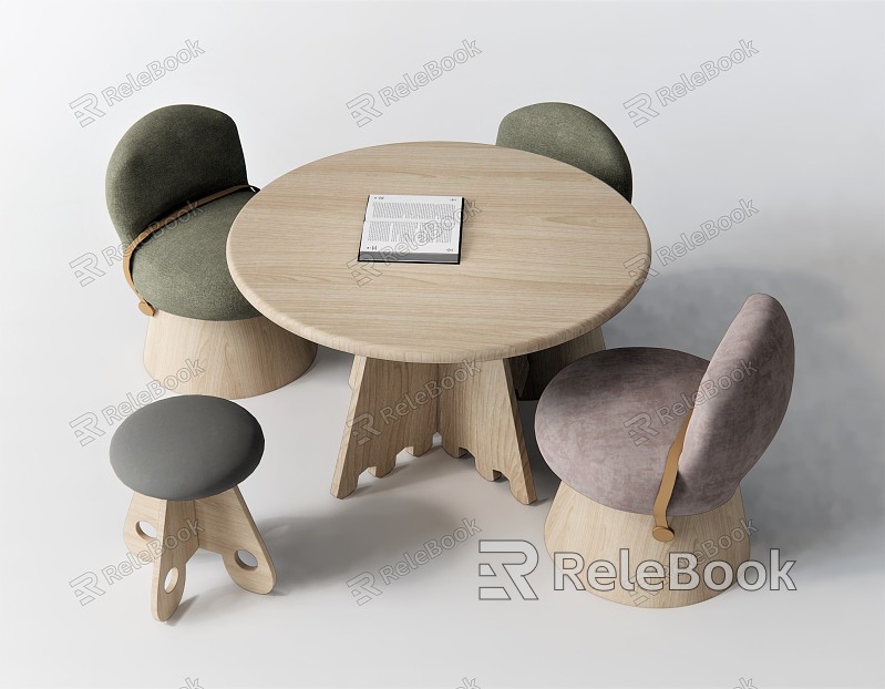 Nordic Children's Table and Chair Leisure Table and Chair Children's Chair Round Table Low Table Log Table and Chair Stool Low Stool Backrest Chair model