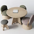 Nordic Children's Table and Chair Leisure Table and Chair Children's Chair Round Table Low Table Log Table and Chair Stool Low Stool Backrest Chair 3d model