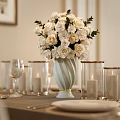 Elegant Light Luxury Living And Dining Room With Comfortable Furnishings And Delicate Home Decor