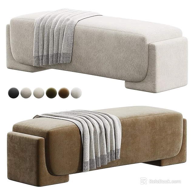 Modern Sofa Bench with Multiple Color Options and Cozy Throw Blanket for Living Room 3d model 