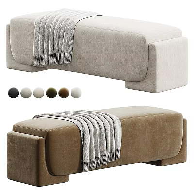 Modern Sofa Bench with Multiple Color Options and Cozy Throw Blanket for Living Room 3d model
