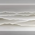 Modern Layered Background Wall with Wavy Design Neutral Tones and Soft Illumination