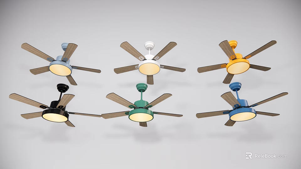 Colorful Modern Air Conditioner Fans With Ceiling Mounted Design And Multiple Colors 3d model 