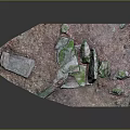 3D Geological Scene Model With Orange Base Green Moss Covered Stones And Dirt