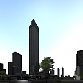 Modern High Rise Office Building Exterior With Surrounding Skyscrapers Commercial Area And Green Trees