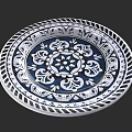 Elegant Blue And White Circular Tableware Set With Intricate Patterns And Hollow Out Edge 3d model