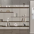 Modern Multi Layered Wooden Shelf Interior With Books Decorative Items And Sculptures