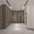 Modern SPA Sauna Interior With Wooden Walls Gray Sofas And Seascape Painting