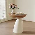 Modern Side Table with White Vase Flowers and Open Book by Window on Wooden Floor