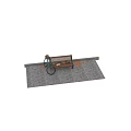 Cobblestone Ground With Blue Bicycle Wooden Bench Books And Fallen Leaves