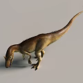 Reptile Dinosaur Standing With Open Mouth Long Tail And Scaly Skin Details