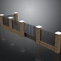 Scenic Landscape With Brick And Black Metal Fence Featuring White Pillar Tops
