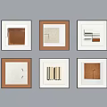 Geometric Art Paintings with Square Frames Various Colors and Abstract Patterns Arranged on Gray Wall 3d model