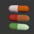 Stacked Medical Capsules in Orange White Red and Green Colors for Pharmaceutical Applications