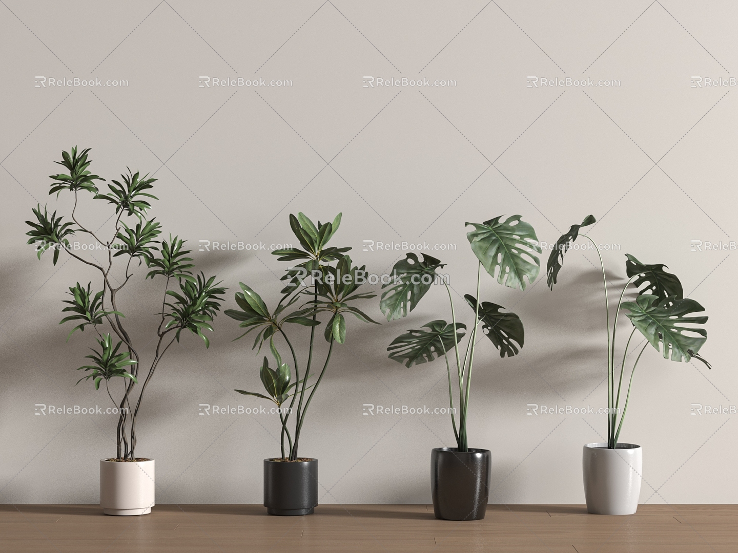 modern potted plant green plant 3d model