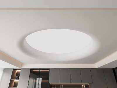 Modern Ceiling Design For Kitchen With Round Light And Trim 3d model