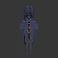 Gray Futuristic Sci Fi Aircraft Model With Sharp Pointed Structures And Streamlined Body