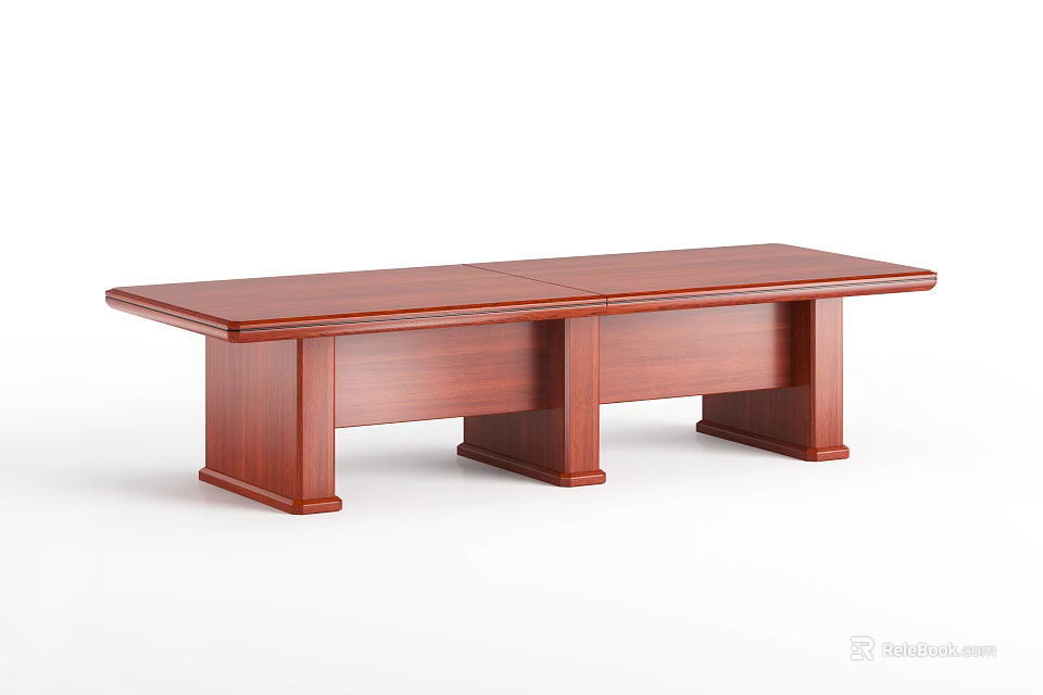 Sturdy Modern Wooden Rectangular Conference Table For Office Meeting Room 3d model 