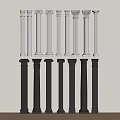 White and Black Roman Columns with Classic Capital Designs in