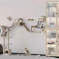Modern Wall Mounted and Free Standing Cat Tree with Platforms Stairs and Caves