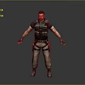 3D Character Model In Tactical Vest Short Sleeve Shirt Cargo Pants Black Gloves Military Boots