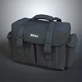Nikon Gray Camera Bag With Shoulder Strap Handle And Multiple Pockets 3d model