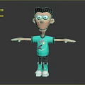 3D Animated Game Character With Brown Hair Green T Shirt And Open Arms