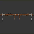 Long Brown Leather Wrapped Weapon With Metal Parts And Hanging Chains