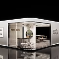 Modern Exhibition Booth Design With Glass Facade And Interior Seating Setup 3d model
