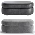 Oval Shaped Sofa Stool with Textured Fabric in Multiple Colors for Home Living Room