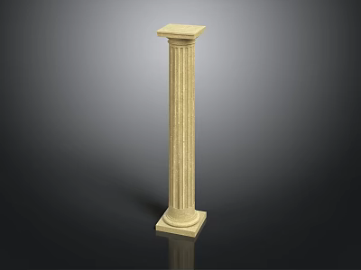 Classical Architectural Column Beige Color With Fluted Shaft Capital And Base 3d model