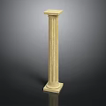 Classical Architectural Column Beige Color With Fluted Shaft Capital And Base
