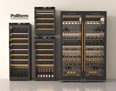 Poliform Modern Wine Coolers With Glass Doors And Multiple Bottle Storage 3d model