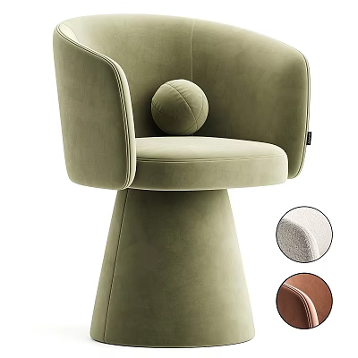 Light Green Velvet Accent Chair with Round Pillow Cone Shaped Base and Soft Fabric 3d model