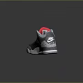 Grey Sports Sneakers With Red Accents Cracked Leather And White Sole