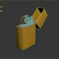 Yellow Box Shaped Industrial Equipment With Open Lid And Gray Mechanical Part