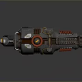 Futuristic Sci Fi Weapon Featuring Metallic Body Red Spiral Parts And Textured Grip