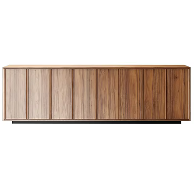 Modern Wooden Sideboard with Natural Wood Grain Finish and Sliding Doors Design 3d model