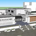 Modern Museum Building Architectural Design With Multiple Structures Flat Roof Steps And Outdoor Space