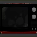 Vintage Red Television Electronic Appliance With Black Screen And Control Knobs