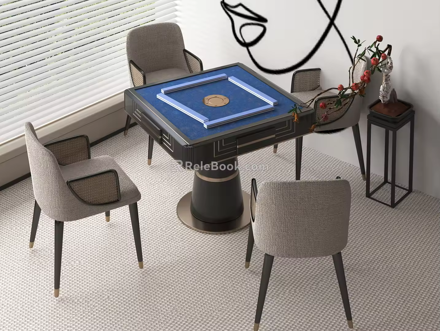 Mahjong Table Chess Room Table and Chair Mahjong Table and Chair Chess and Card Table 3d model