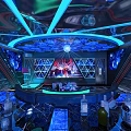 Stylish KTV Interior Design With Modern LED Lights Seating Area And Bar Counter