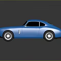 Blue Vintage Sports Car With Sleek Body Chrome Grille And Silver Wheels