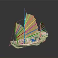 Traditional Wooden Sailing Boat Model With Yellow Sails As Classic Water Transport