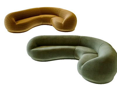 Modern Irregular Shaped Sofa with Brown and Green Upholstery for Living Room Decor 3d model